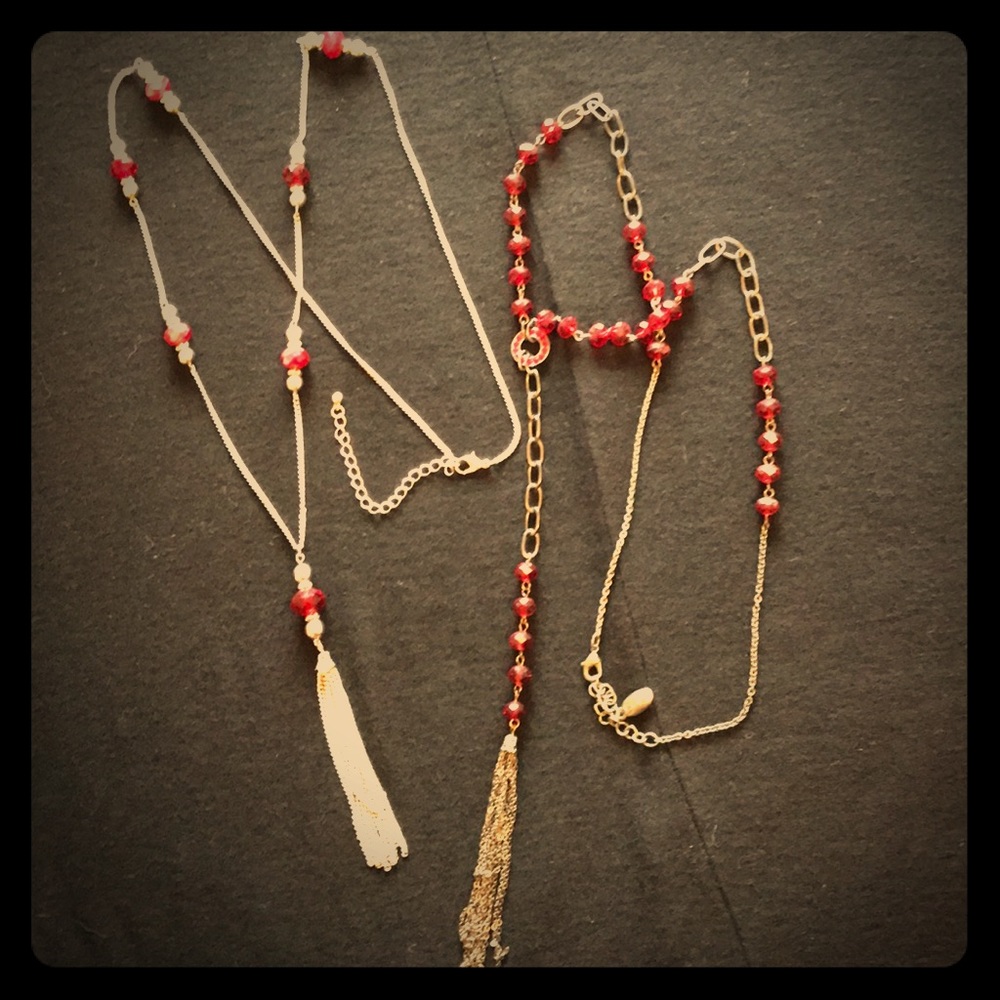 2 Necklaces With Long Chains,